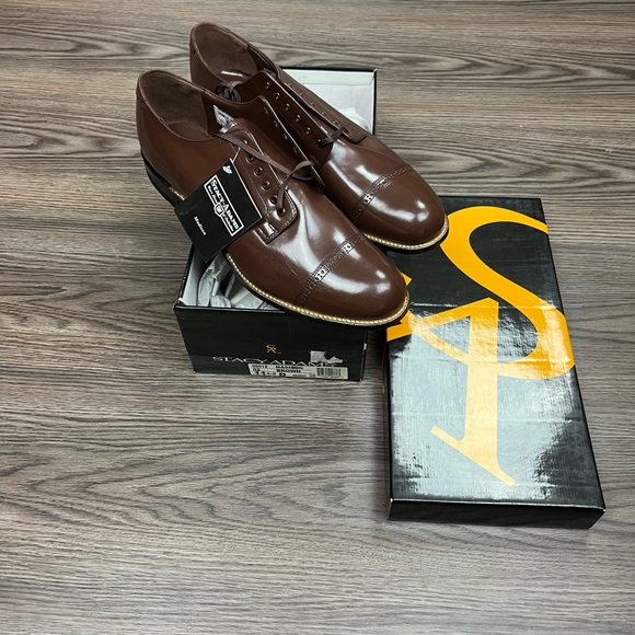 NEW Stacy Adams Madison Brown Cap Toe Oxfords 11.5 D - Picture 1 of 13